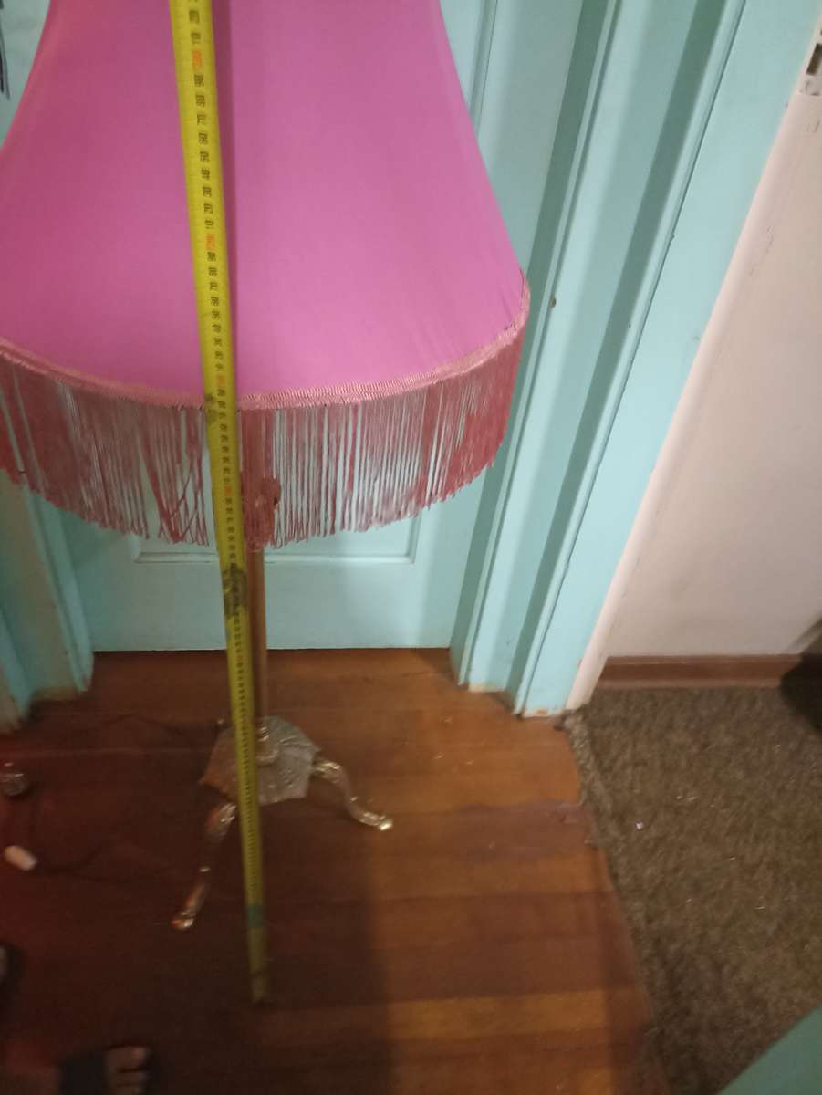 Pink tall lampshade brass stand