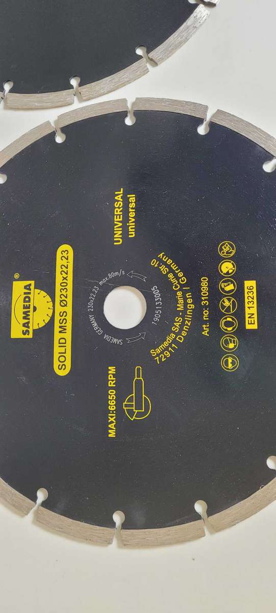 Samedia Segmented Industrial Multipurpose SOLID MSS Diamond Blade 230x22x23mm (BID PER PIECE)