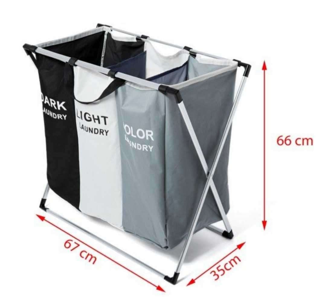 3 Compartment Laundry Hamper Collapsible Aluminium Basket - Unboxed Deal