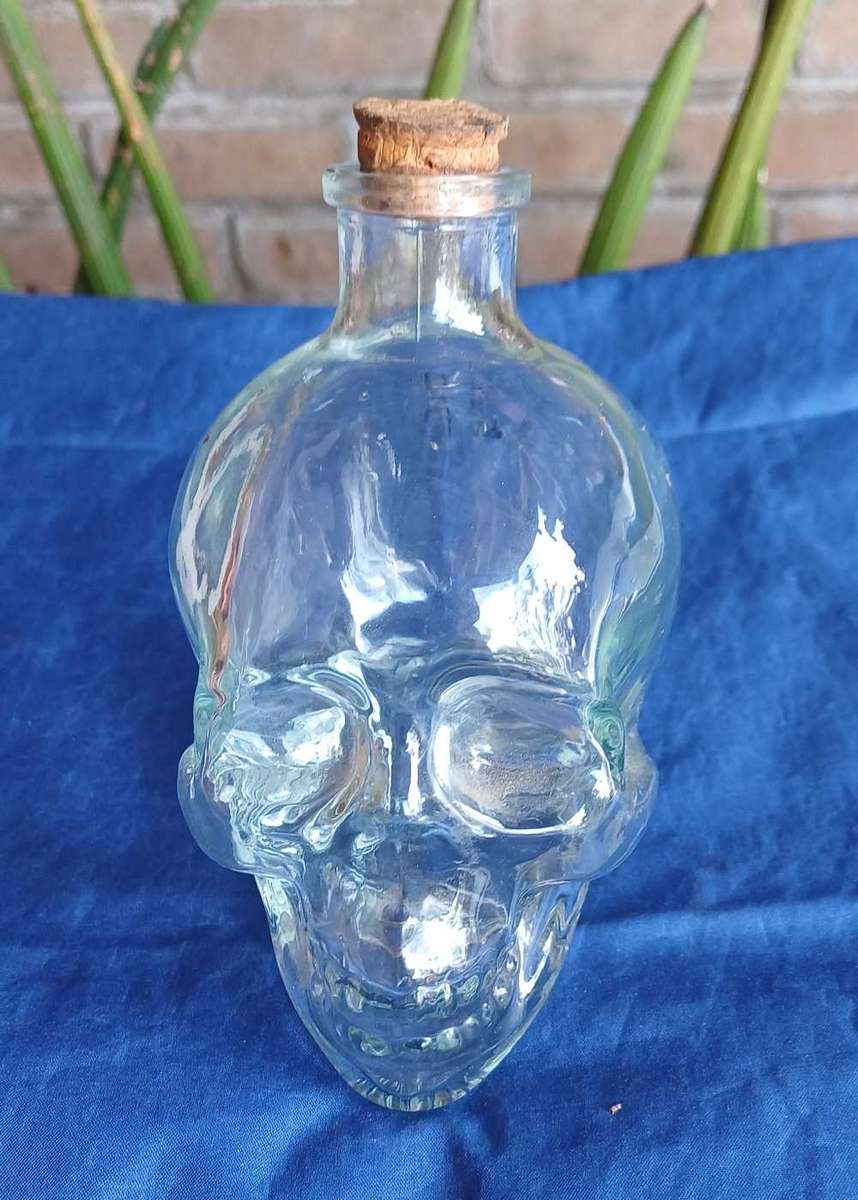 Skull glass bottle