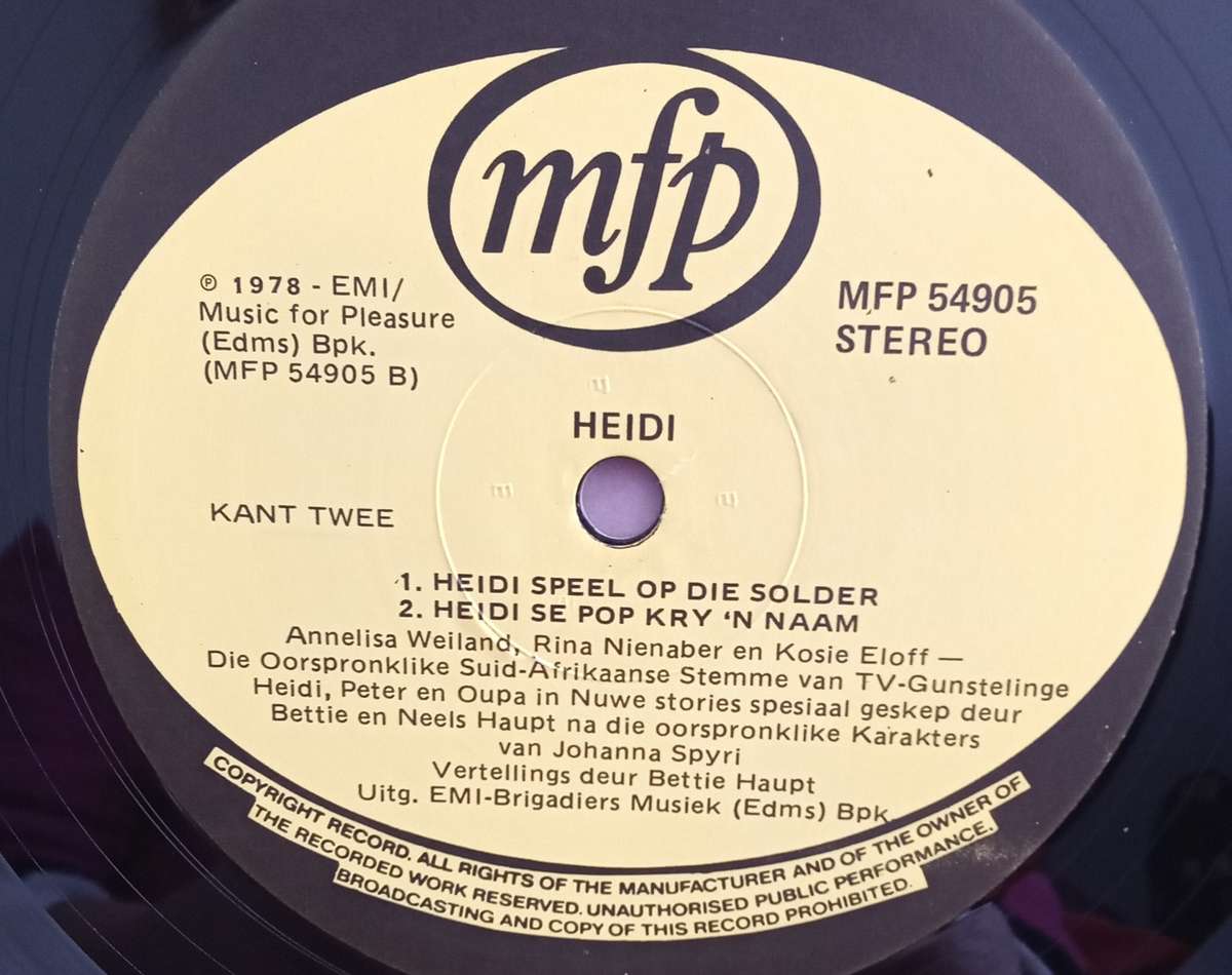 HEIDI 3 LP VINYL RECORD STEREO. AFRIKAANS