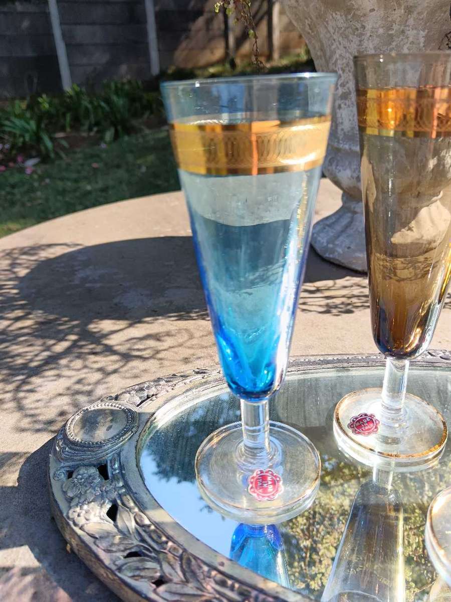 Set of Colored Italian Flute Glasses