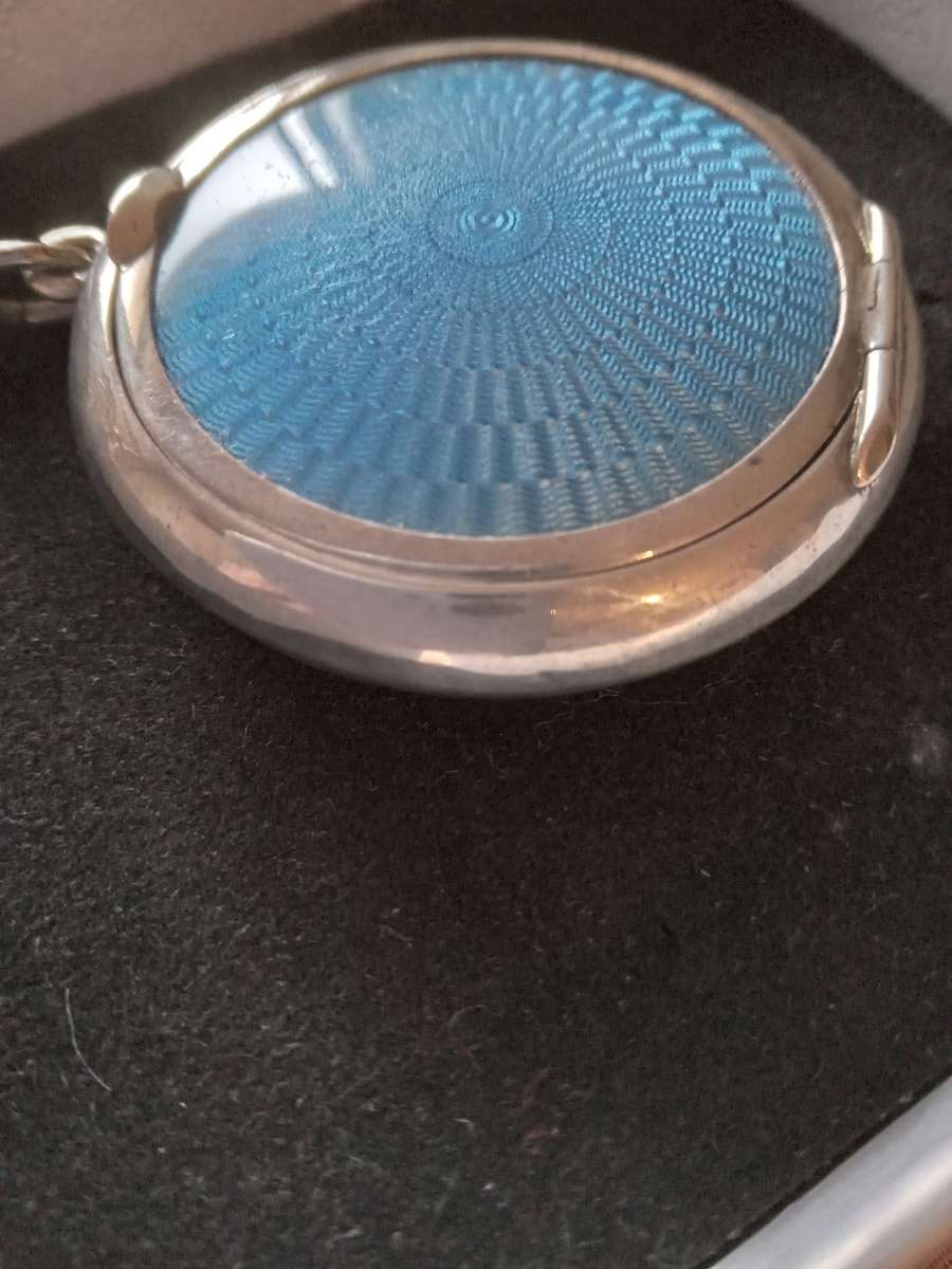 Vintage Art Deco Hallmarked Silver And Guilloche Enamel Powder Compact