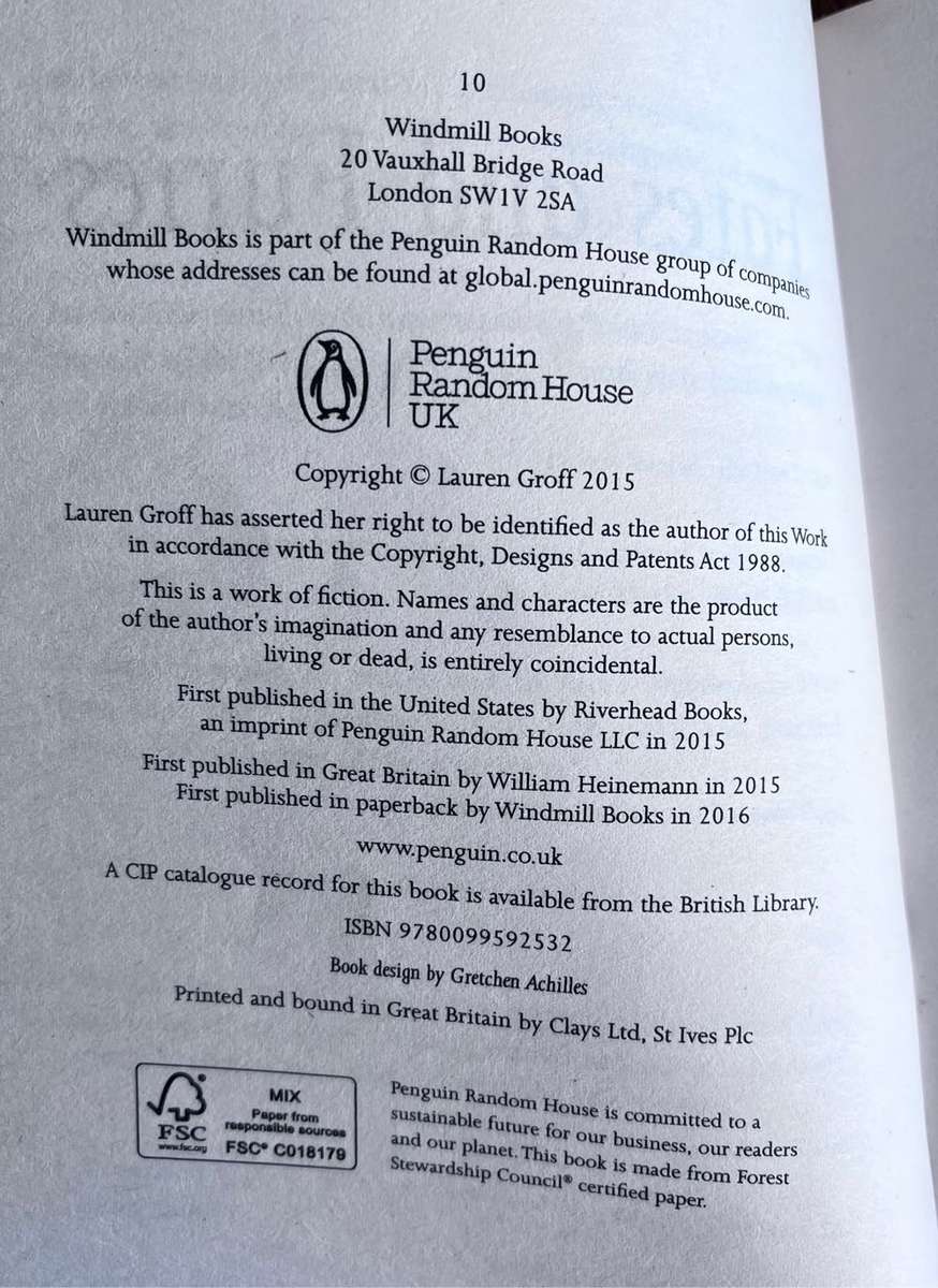 Fates an Furies - Lauren Groff (2015) 9780099592532