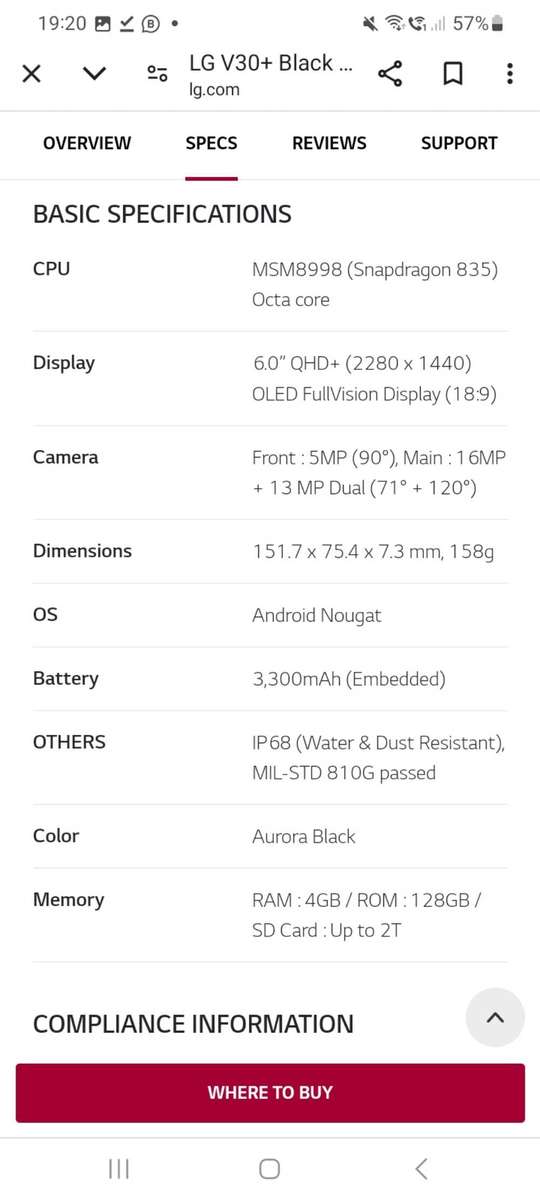 V30+ OLED full vision display. 128GB smartphone