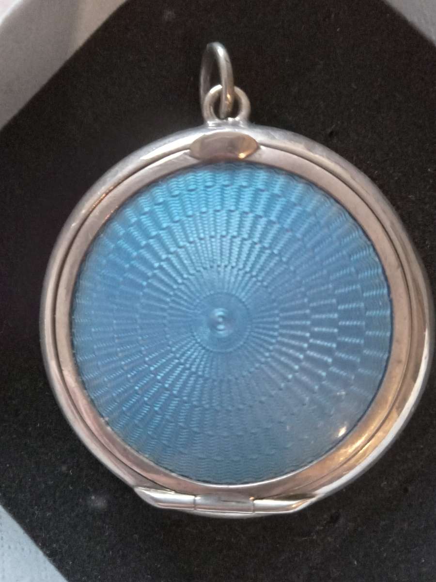 Vintage Art Deco Hallmarked Silver And Guilloche Enamel Powder Compact