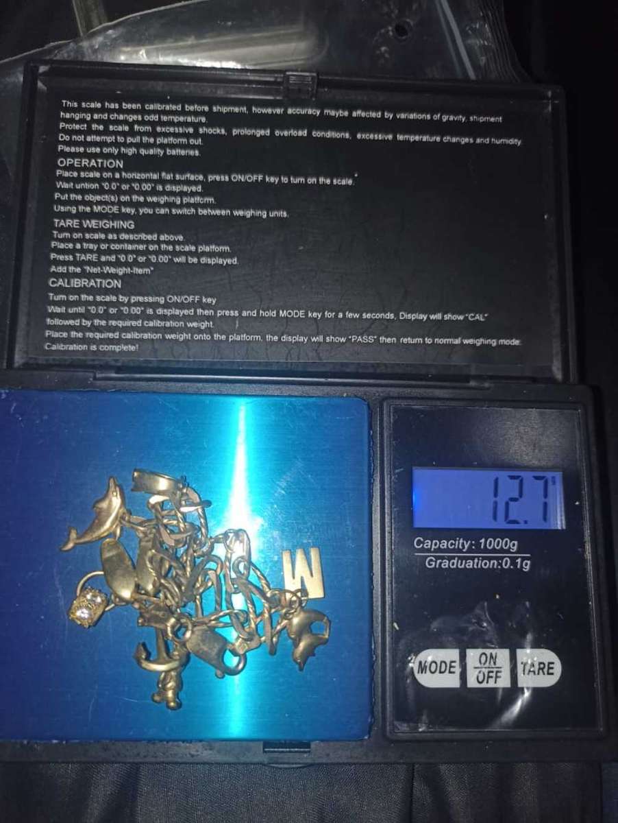 Ladies 9 carat gold charm bracelet