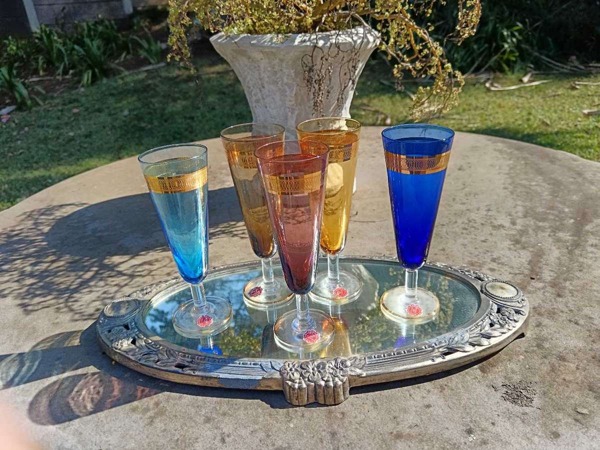 Set of Colored Italian Flute Glasses