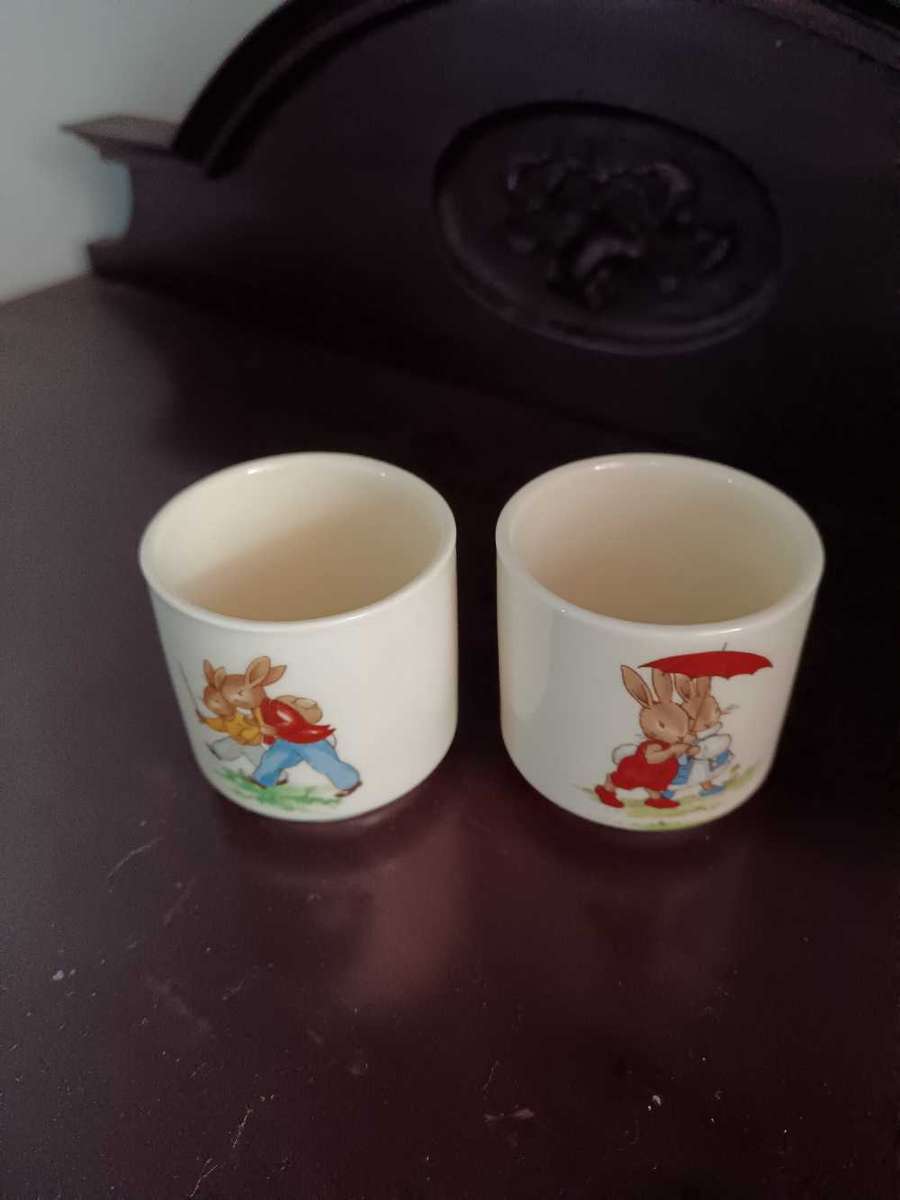 Pair of Royal Doulton Bunny kins Egg Cups