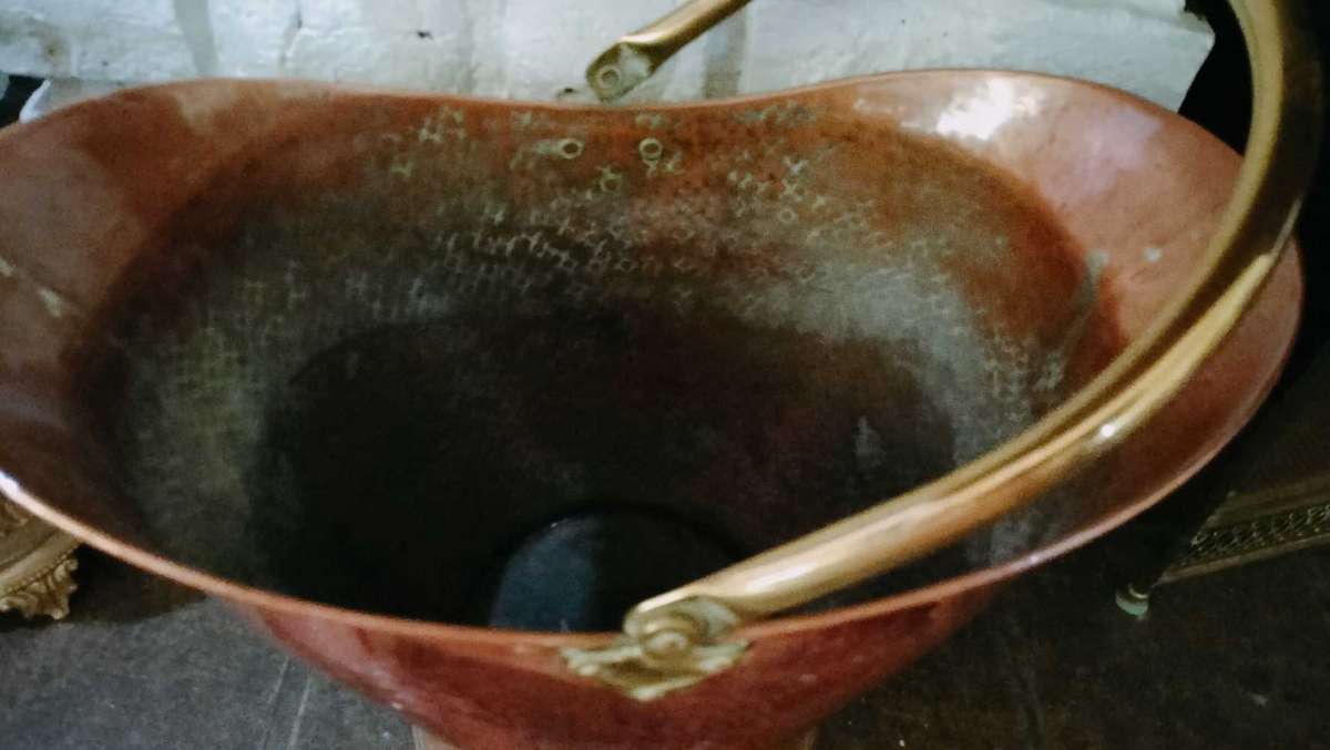 Antique Victorian Copper & Brass Helmut Coal Bucket