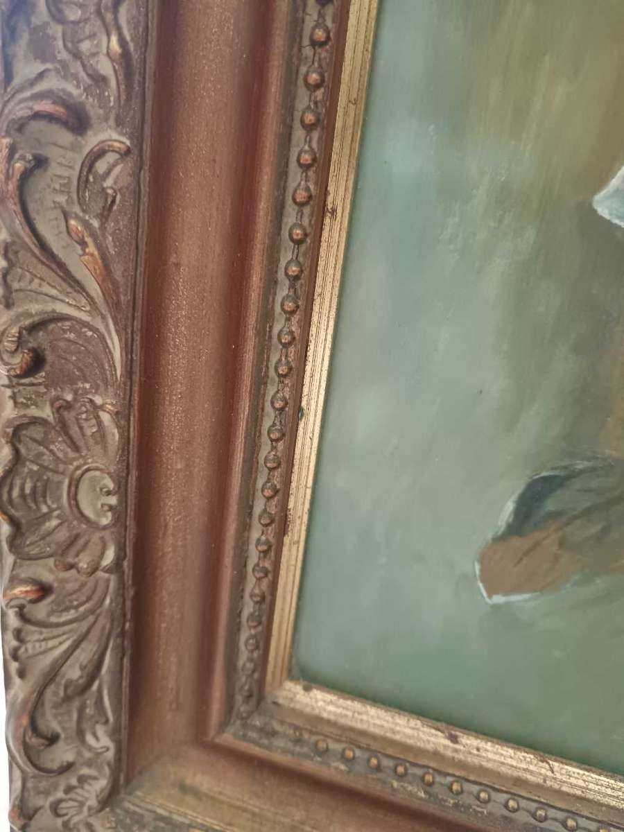 Framed Rose Painting signed GJC