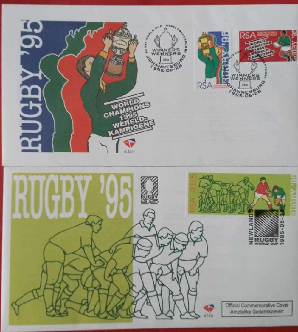 Rsa rugby world cup 1995 x 2 fdcs