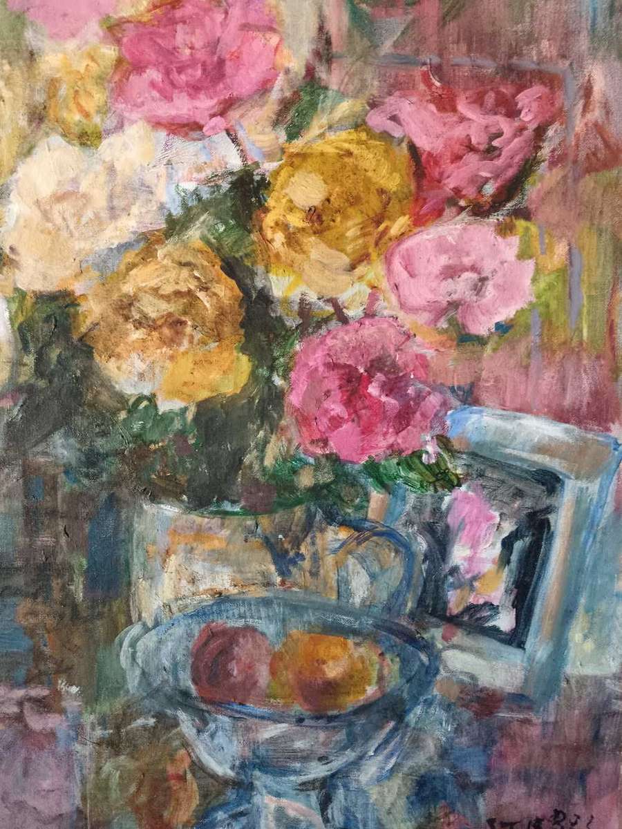 Rose Painting Framed by SA Artist Mollie Stiebel