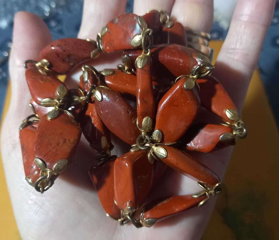 Vintage Chunky Red Jasper and Turquoise or Larimar Beads Necklaces