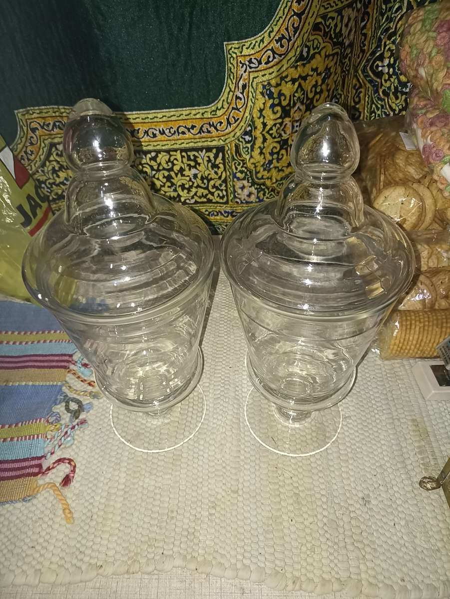 Glass biscuit jars X2