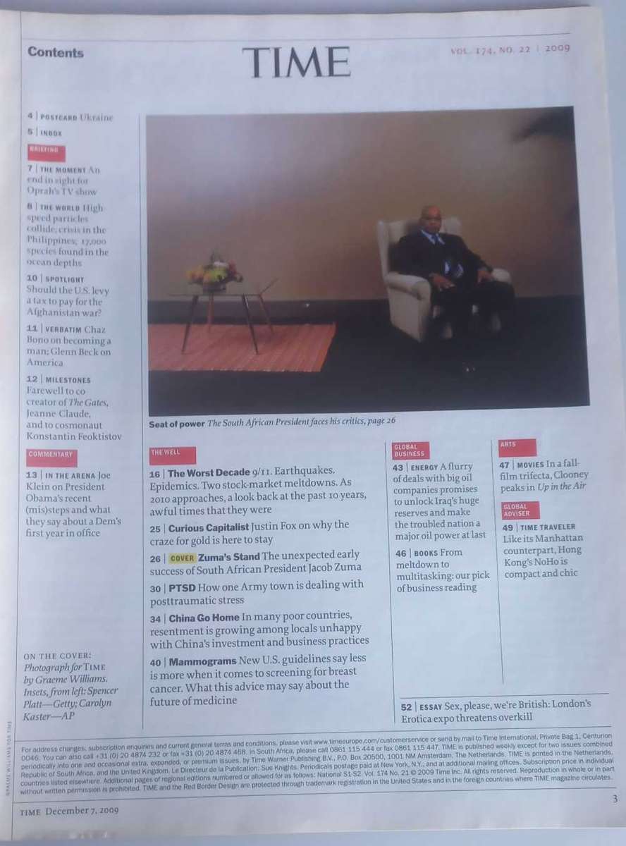 Time magazine December 7, 2009