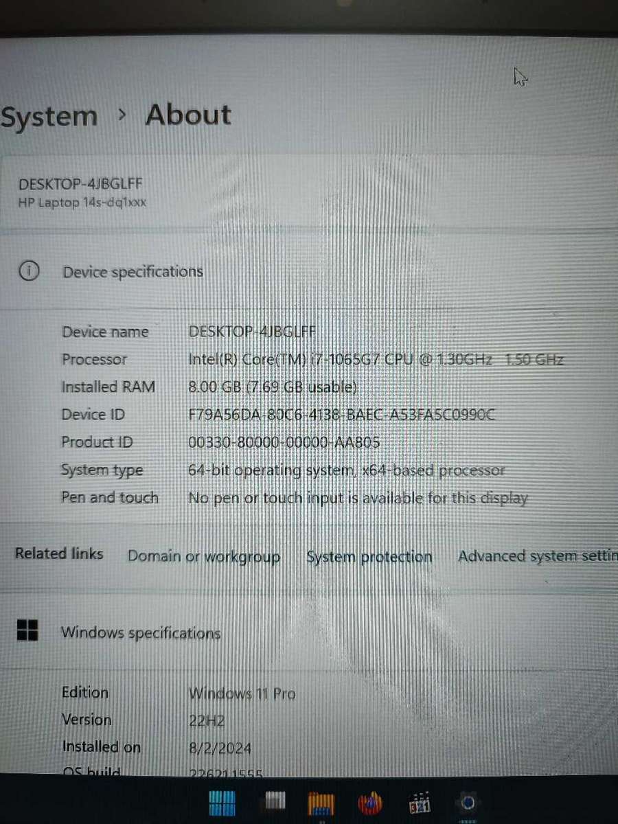 HP Notebook 14s 512SSD, 8GB RAM, Windows 11 Pro LAPTOP