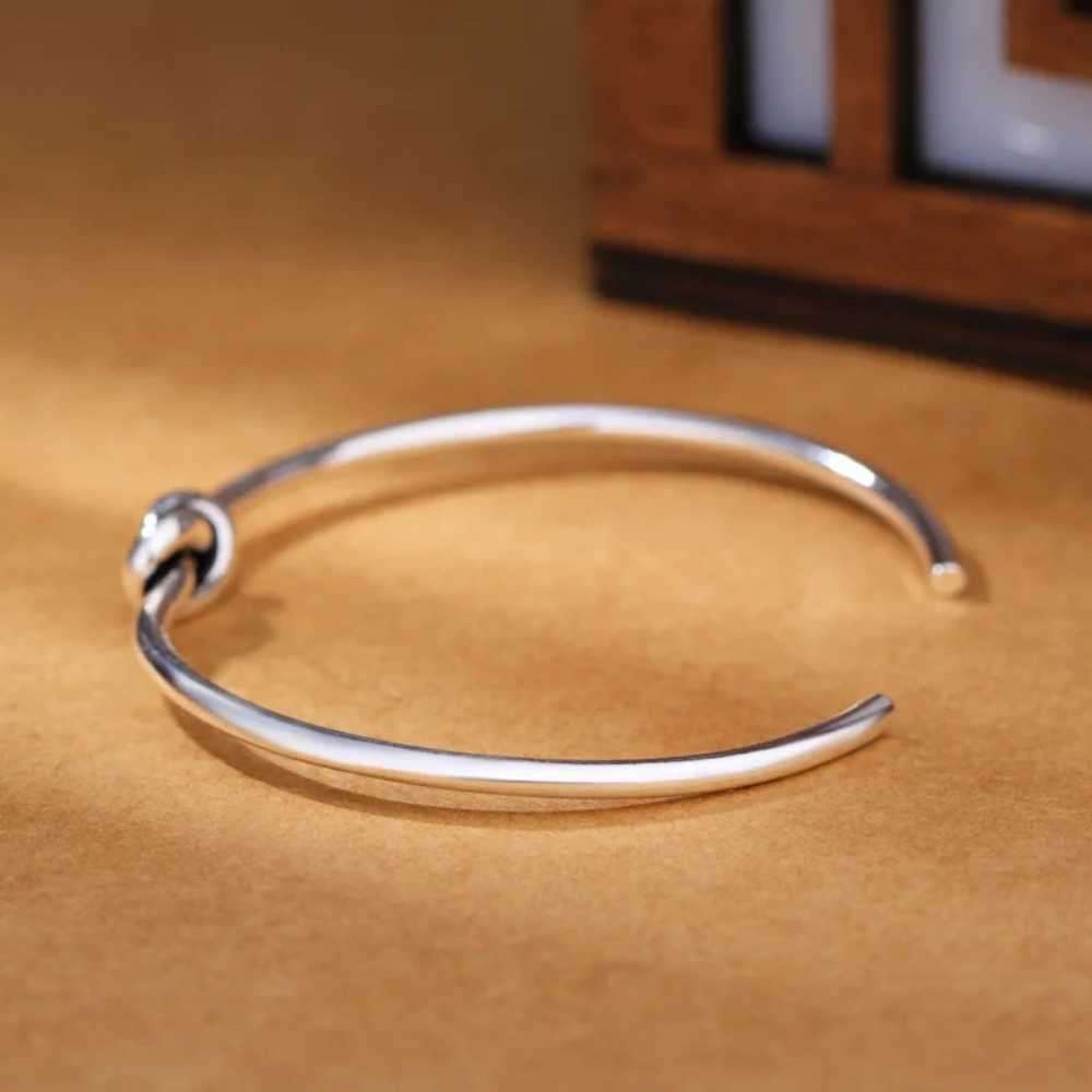 925 Silver Vintage Knotted Open Cuff Bangle