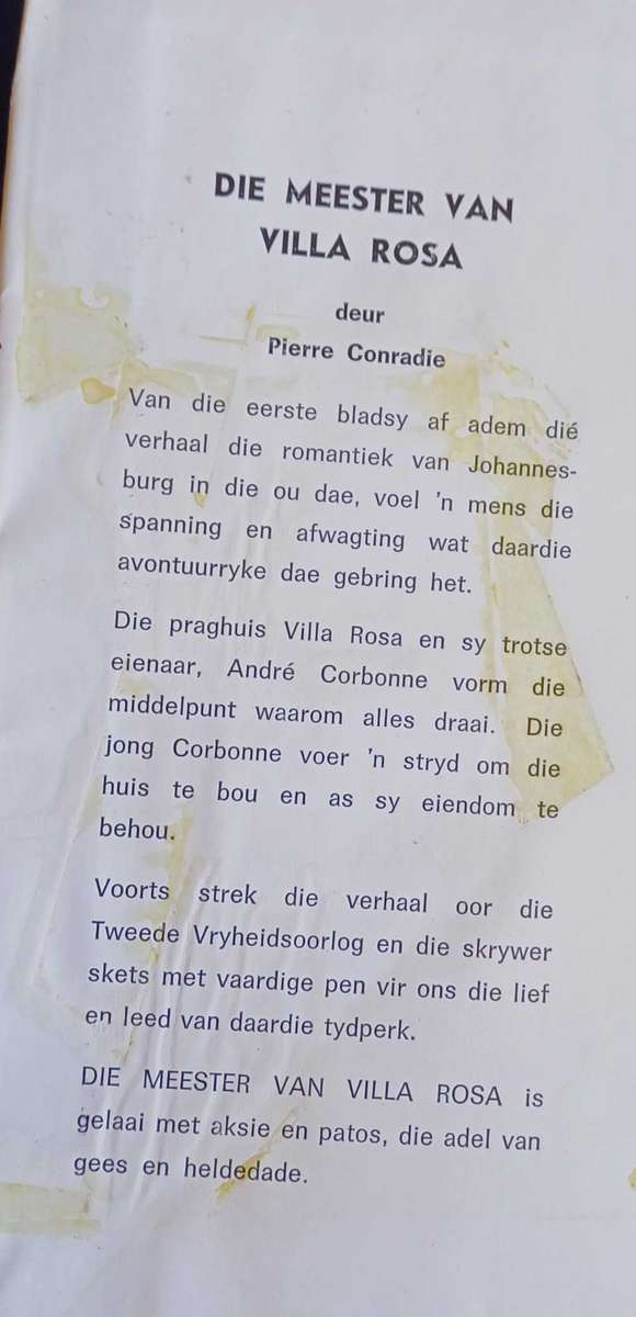 Die meester van Villa Rosa deur Pierre Conradie