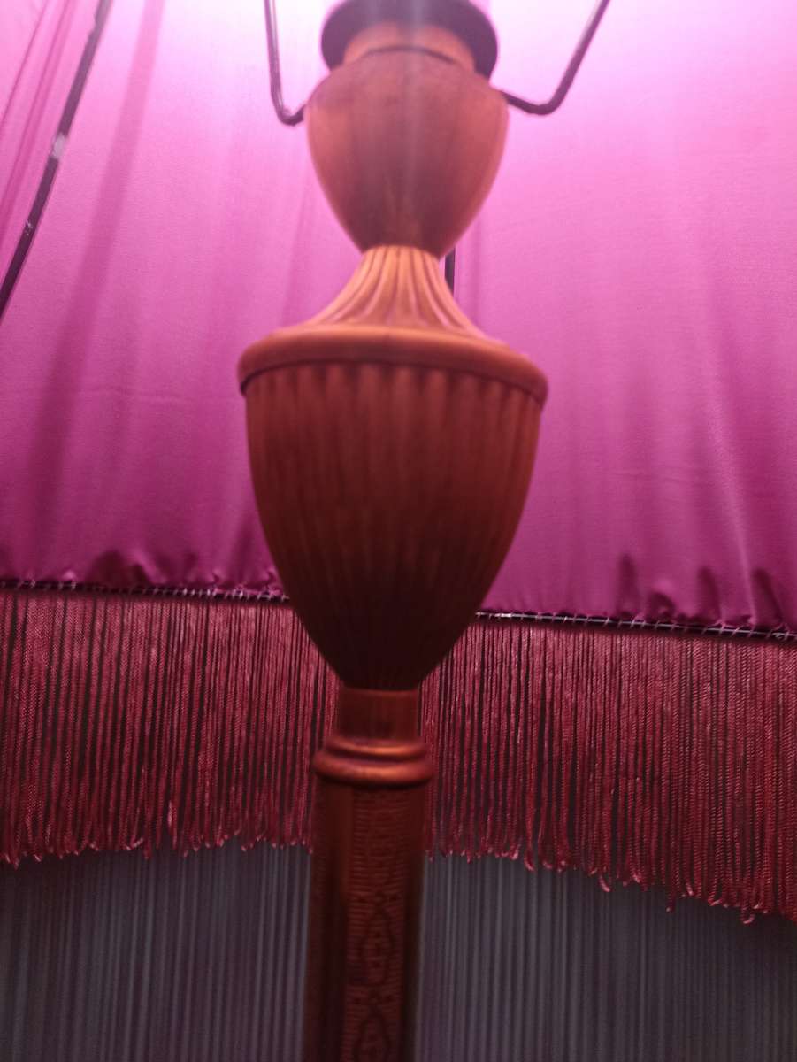 Pink tall lampshade brass stand