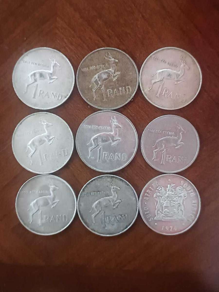 9 x Mix R1 Coins (1960's) South Africa, Silver