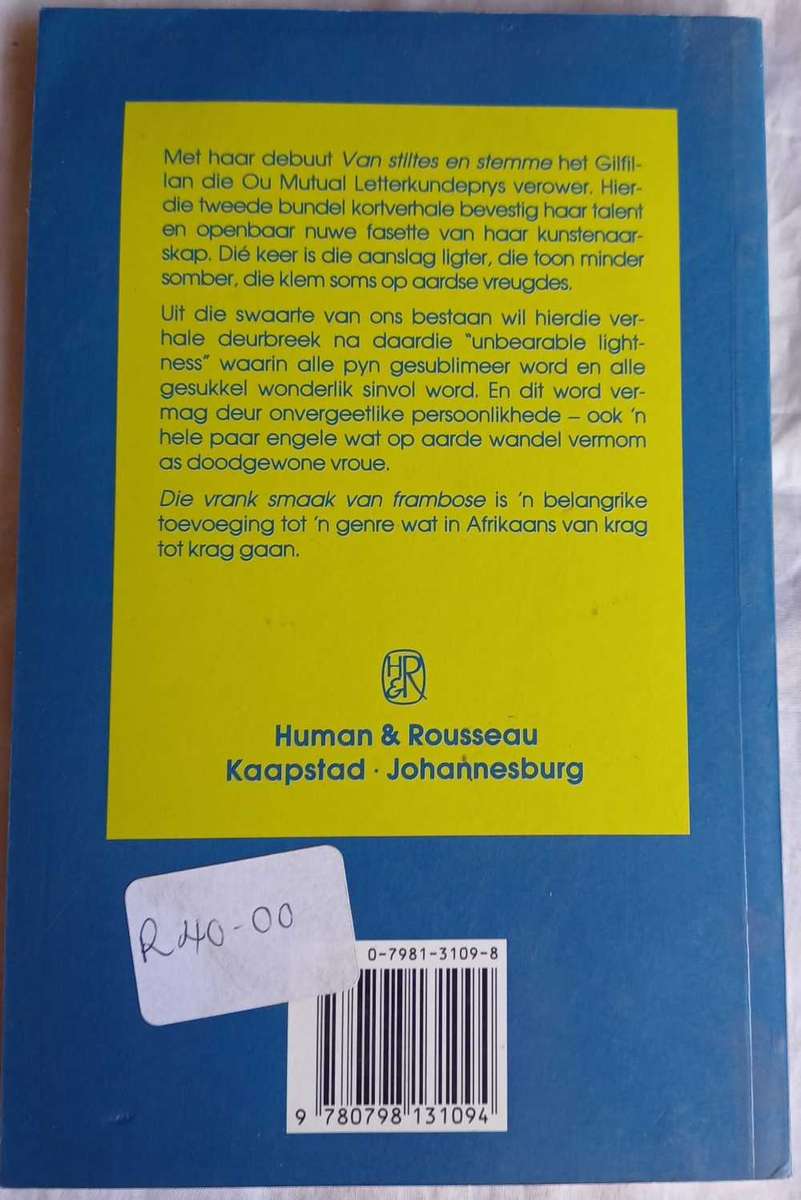 Die vrank smaak van frambose deur JM Gilfillan