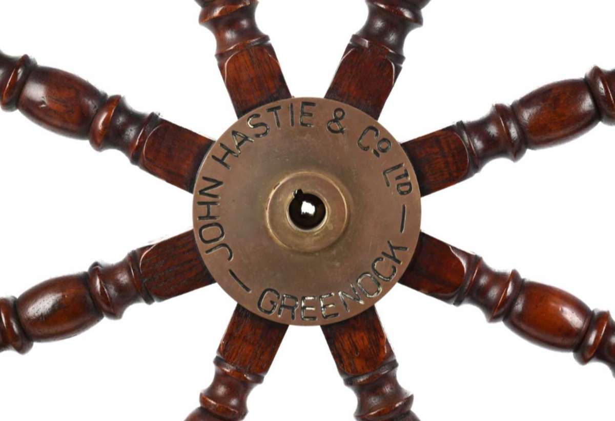 *** Antique not a replica or modern 76 cm original John Hastie and co ltd, Scotland, ships wheel ***