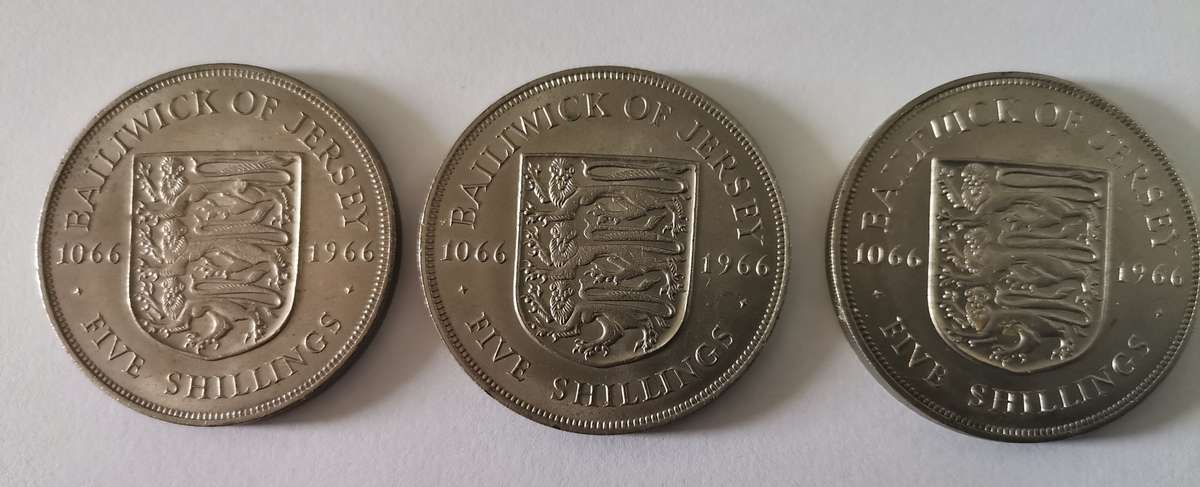 3 x 1966 Jersey 5 Shillings