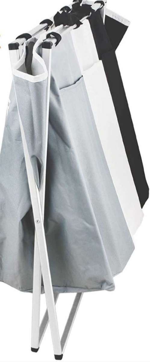 3 Compartment Laundry Hamper Collapsible Aluminium Basket - Unboxed Deal