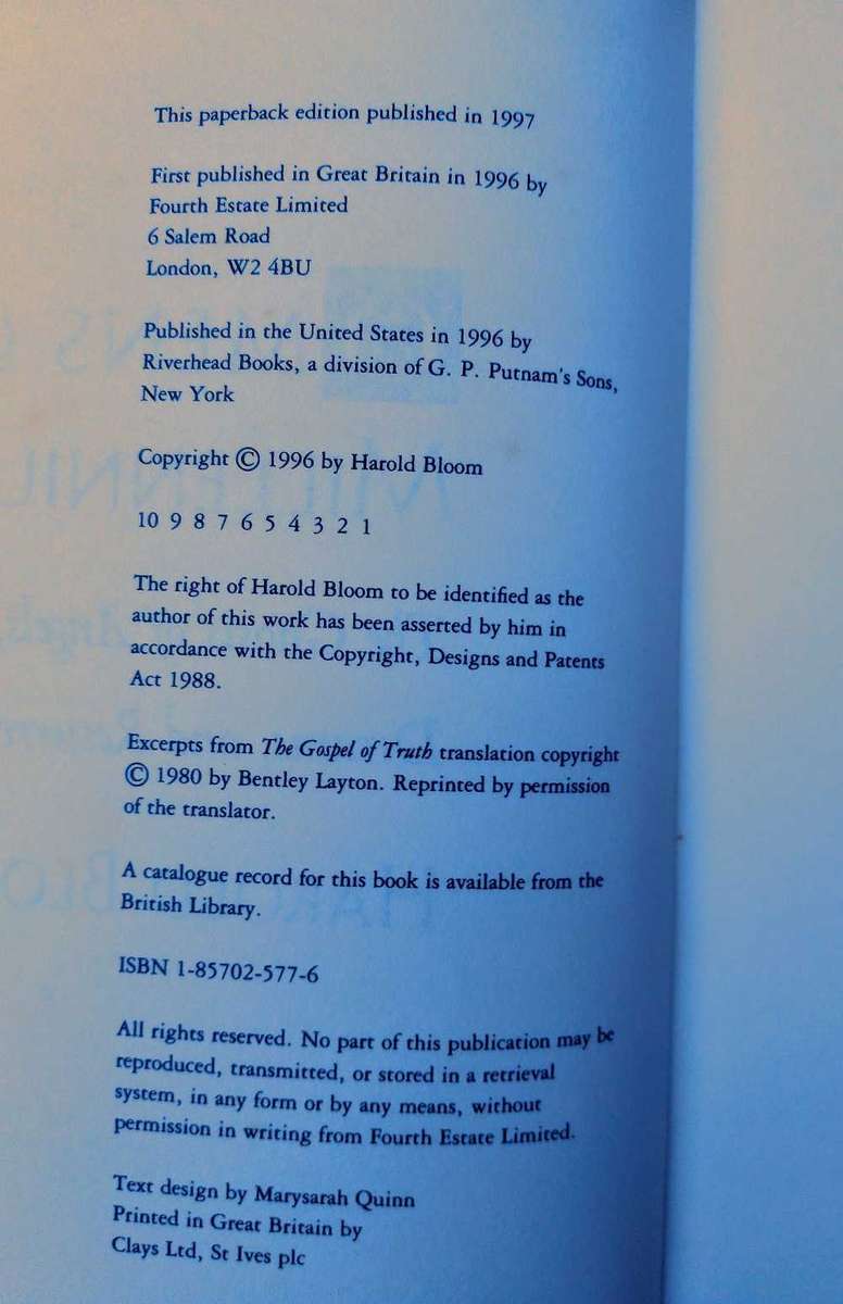 Omens of Millenium by Harold Bloom