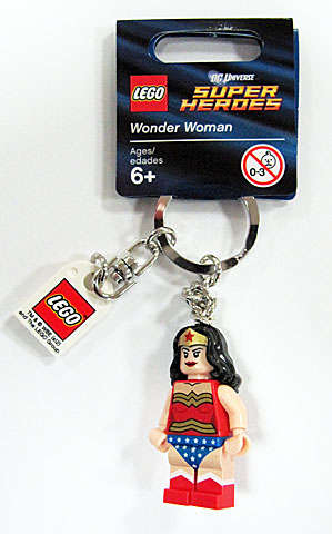 Lego NEW- Wonder Woman Key Chain with LEGO Logo Tile Modified 3 x 2 Curved wit