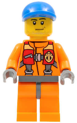 Coast Guard City - Rescuer, Orange Jacket - Original Lego Minifigures