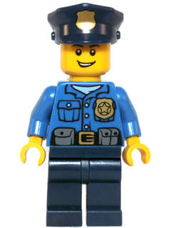 LEGO - Police - Gold Badge, Police Hat, Open Grin Minifig