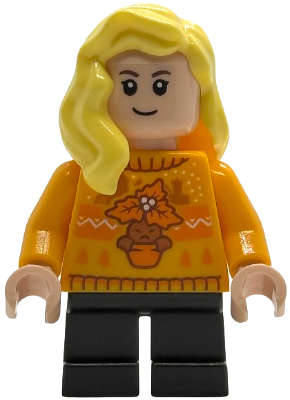 Lego (N) ~ Hannah Abbott - Bright Light Orange Holiday Sweater Black Short Legs~