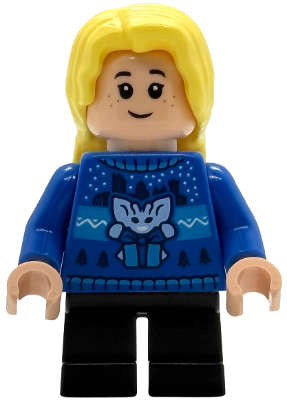 Lego (N) ~ Luna Lovegood - Blue Holiday Sweater Black Short Legs~