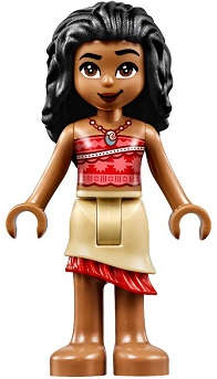 Lego NEW- Moana - Mini Doll Coral Strapless Top Tan Layered Skirt with Red Ruf
