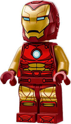 Lego (N) ~ Iron Man - Dark Red and Gold Armor Round Arc Reactor Pearl Gold Arms~