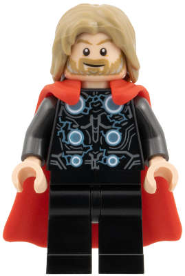 Lego (N) ~ Thor - Flexible Rubber Cape Black Legs Dark Tan Tousled Hair~