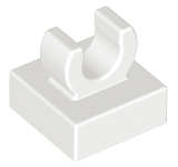 Lego (N) ~ Tile Modified 1 x 1 with Open O Clip ~ [White]