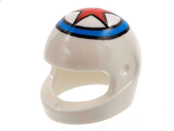 Lego (U) ~ Minifigure Headgear Helmet Motorcycle (Standard) with Red Star In Blue Circle  ~ [White]