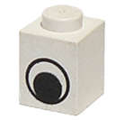 Lego (U) ~ Brick 1 x 1 with Black and White Eye without Pupil Pattern ~ [White]
