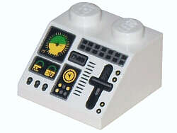 Lego Used - Slope 45 2 x 2 with Aircraft Green and Yellow Horizon Indicator Controls Black~ [White]