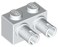 Lego (N) ~ Brick Modified 1 x 2 with Pins ~ [White]
