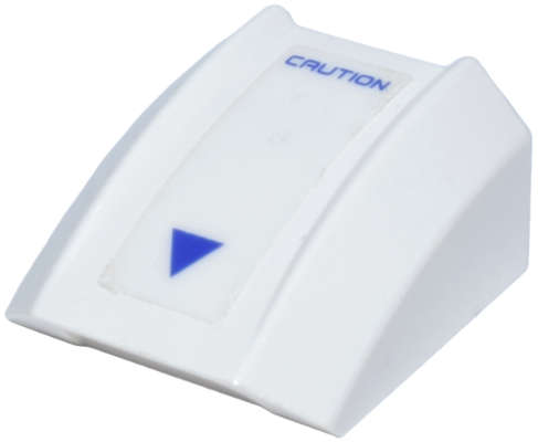 Lego (U) ~ Slope Curved 2 x 2 Lip with Blue 'CAUTION' and Triangle Pattern (Sticker) - Se ~ [White]