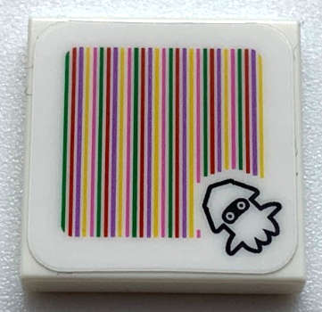 Lego NEW - Tile 2 x 2 with Super Mario Scanner Code Blooper Pattern (Sticker) - Sets 71361~ [White]