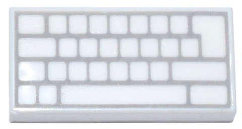 Lego (N) ~ Tile 1 x 2 with Computer Keyboard Blank Keys Pattern ~ [White]