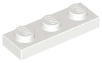 Lego Used - Plate 1 x 3~ [White]
