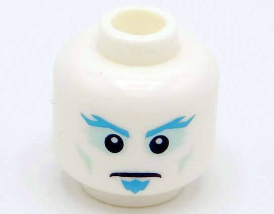 Lego (U) ~ Minifigure Head Alien with Dark Azure Jagged Eyebrows and Soul Patch Light Aqu ~ [White]