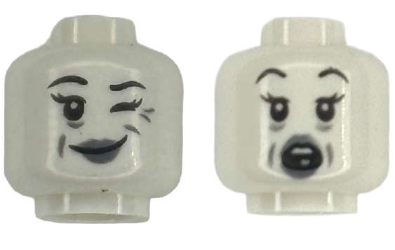 Lego (N) ~ Minifigure Head Dual Sided Alien Ghost with Dark Bluish Gray Eyebrows Light Blu ~ [White]