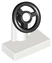 Lego (N) ~ Vehicle Steering Stand 1 x 2 with Black Steering Wheel ~ [White]